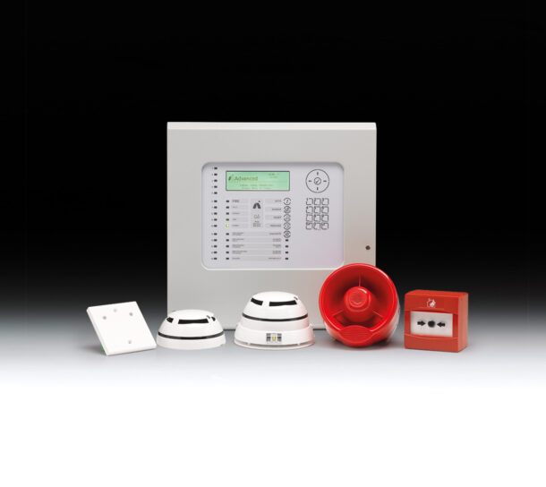 AxisGo panel and various compatible devices including wired and wireless detectors, sounder and call point